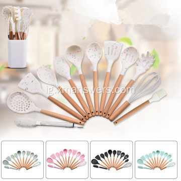 Ngwa kichin na-eguzogide okpomọkụ silicone spatula set